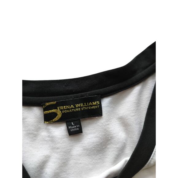 Serena Williams White Black Mesh Across The Chest Jersey Tank Top Size L - Picture 7 of 8